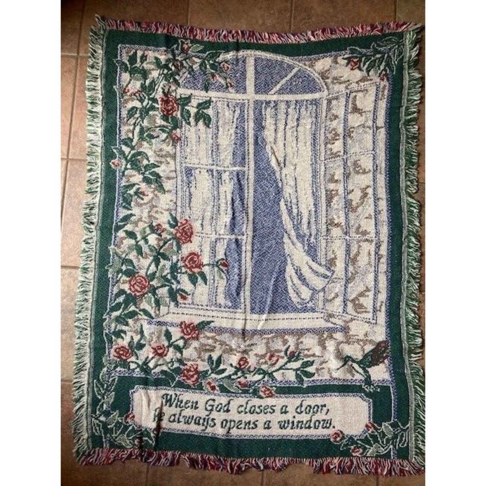New in Bag God's Window Tapestry Throw Blanket Fringed‎ 30"x40" Simply Home